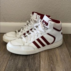 ADIDAS White & Maroon High top sneakers